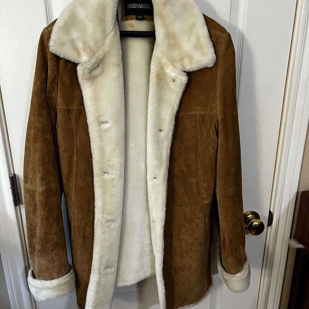 Leather and fluffy coat Large